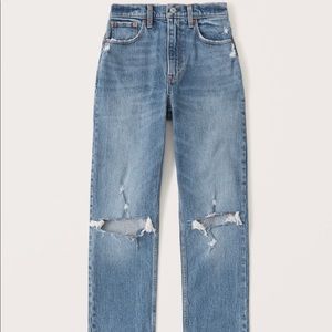 Abercrombie & fitch 90’s straight ultra high rise ripped jeans medium wash sz 4